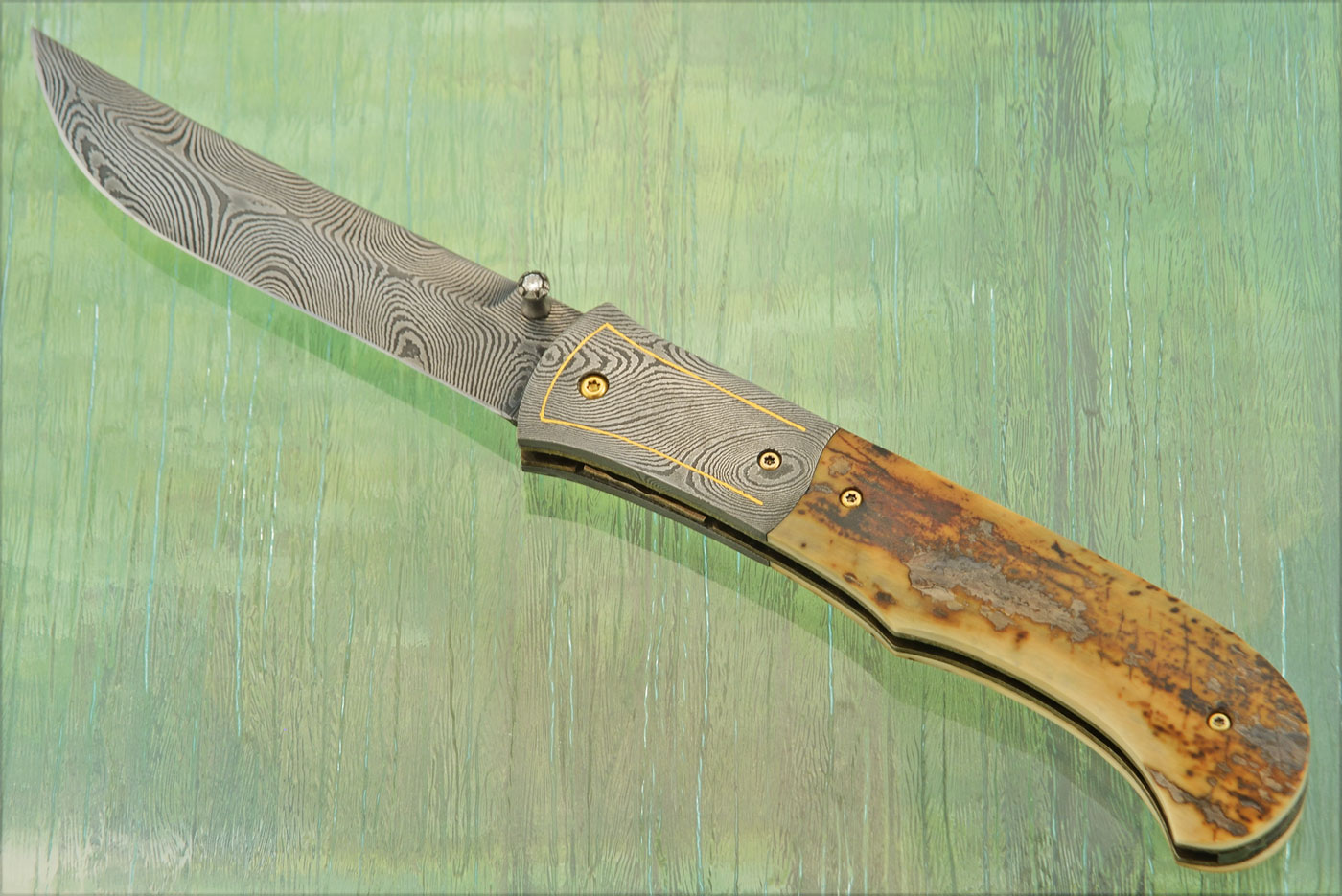 Persian Linerlock with Damascus and Mammoth Ivory
