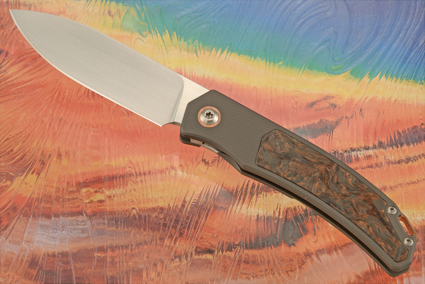 Urban XL Framelock Front Flipper with Copper Dark Matter FatCarbon and Titanium - Elmax