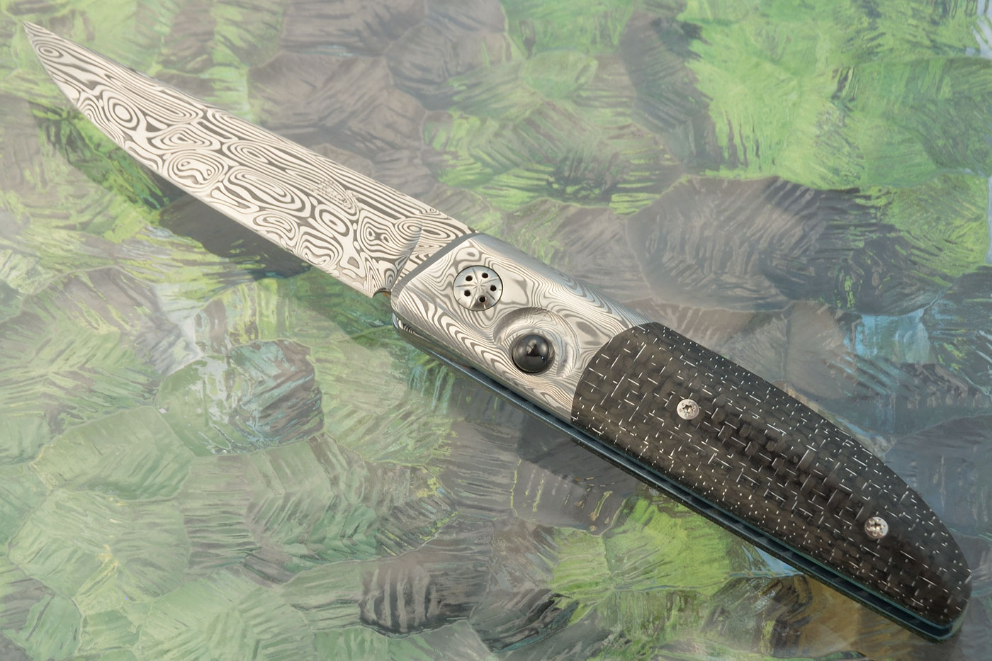 Small Ball Release Front Flipper with Damasteel and Silver Strike Carbon Fiber