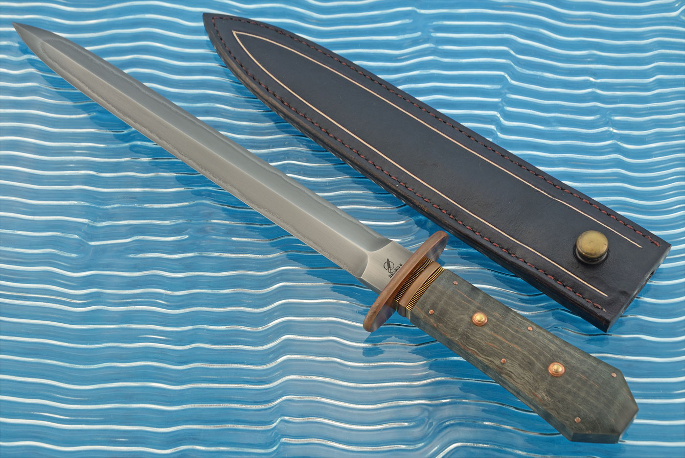 Coffin Handle Dagger with Curly Maple and Copper