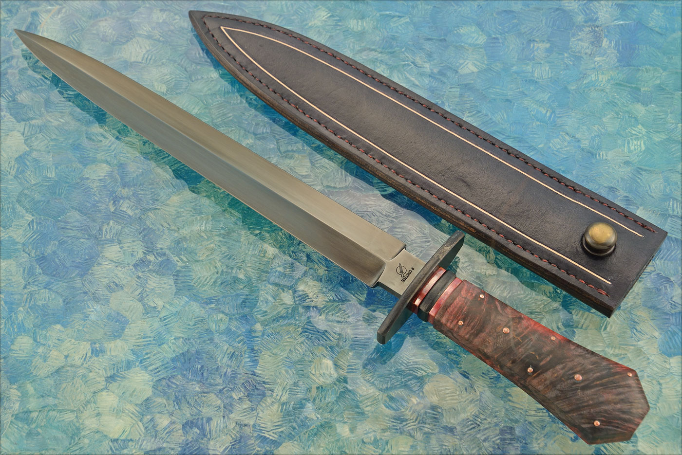Coffin Handle Dagger with Maple Burl and Copper