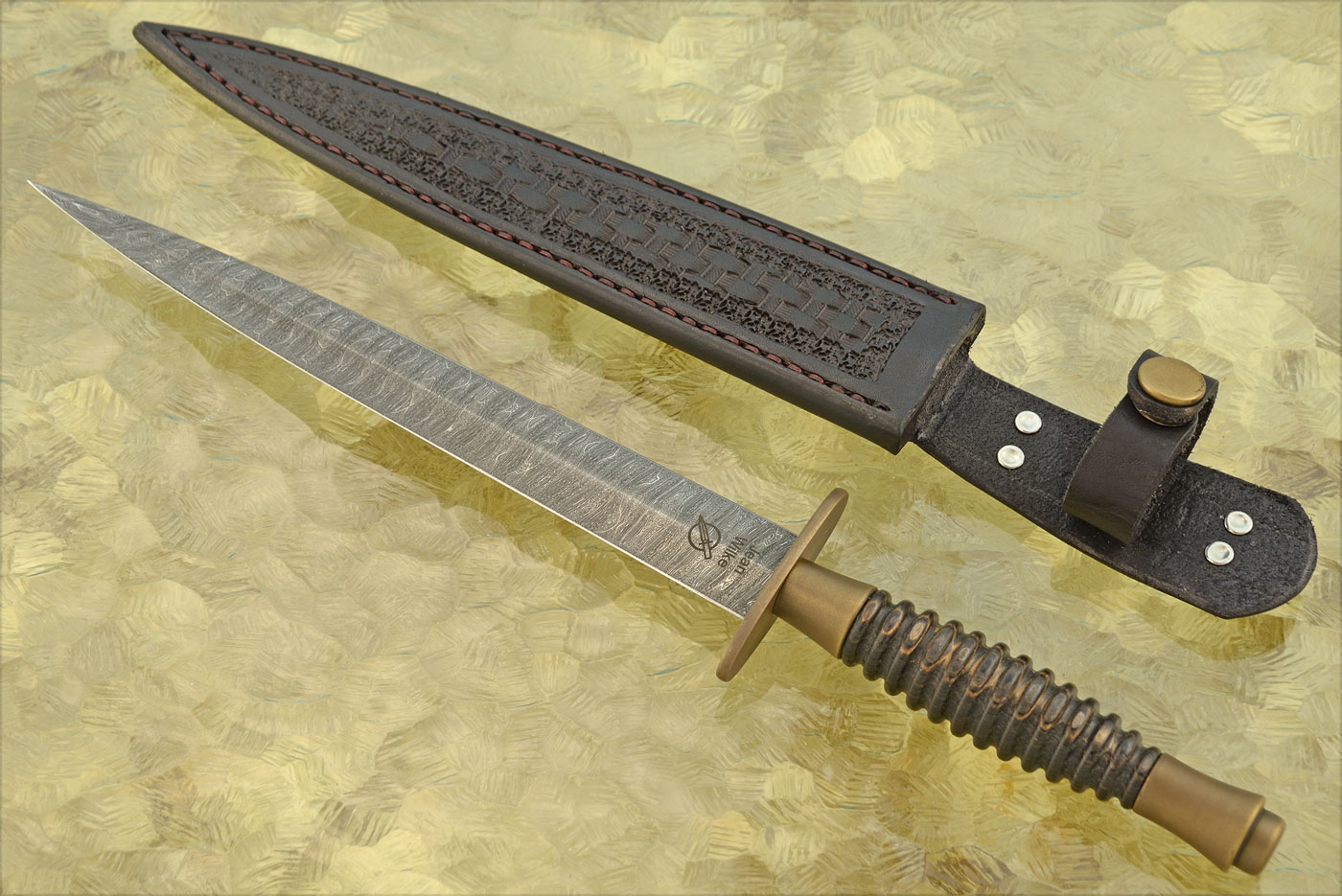 Damascus Fairbairn-Sykes Style Dagger (3rd Pattern)