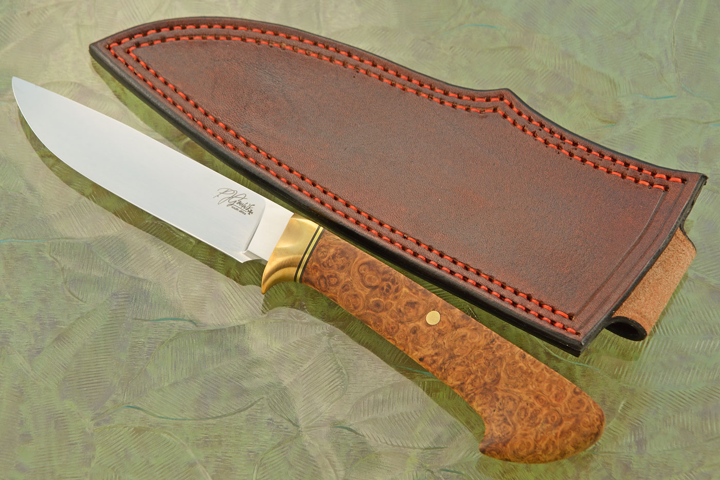 Drop Point Hunter with Amboyna Burl - W2 - <i>Journeyman Smith Test Knife</i>