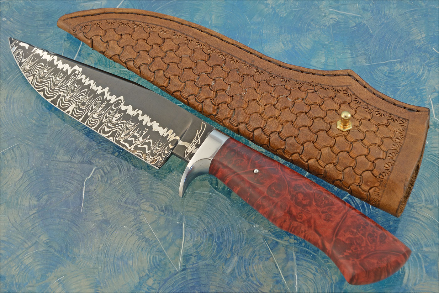 Damascus Hunter with Maple Burl