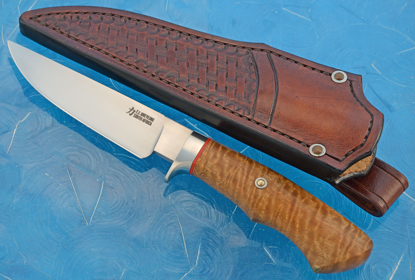 Drop Point Hunting Knife with River Red Gum Burl