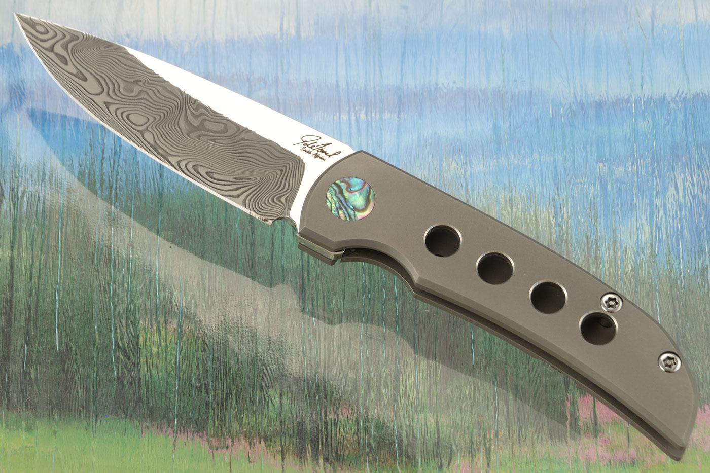 DK EDC Frame Lock Front Flipper  - Damasteel