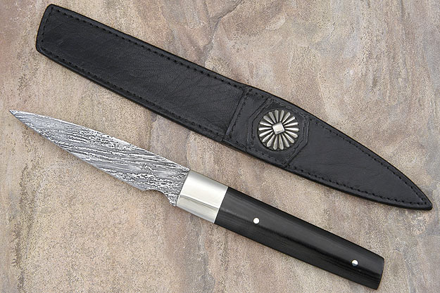 Paring Knife with Black Linen Micarta