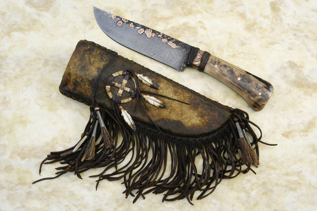 Medicine Wheel Copper and Walrus Ivory Belt Knife