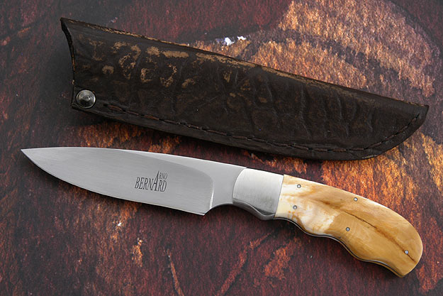 Finger Groove Drop Point Hunter with Warthog Tusk