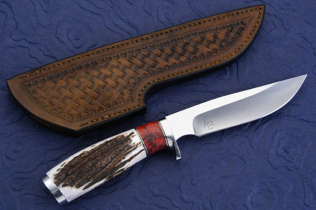 Classic Hunter with Elk and Red Box Elder Burl