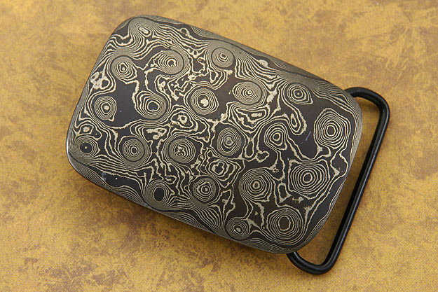 Raindrop Damascus Belt Buckle