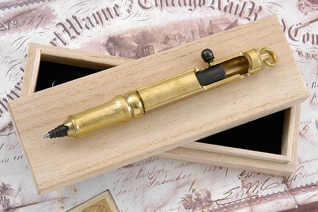 Bolt Action Pen, Brass with Steel Slide