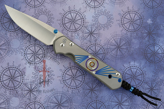 Large Sebenza 21 with Unique Graphic, Black Lanyard and Spacer Bead