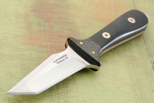 Tanto Style Neck Knife with Lightning Strike Carbon Fiber and Micarta