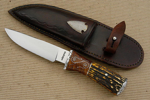 Drop Point Hunter with Stag and Curly Maple