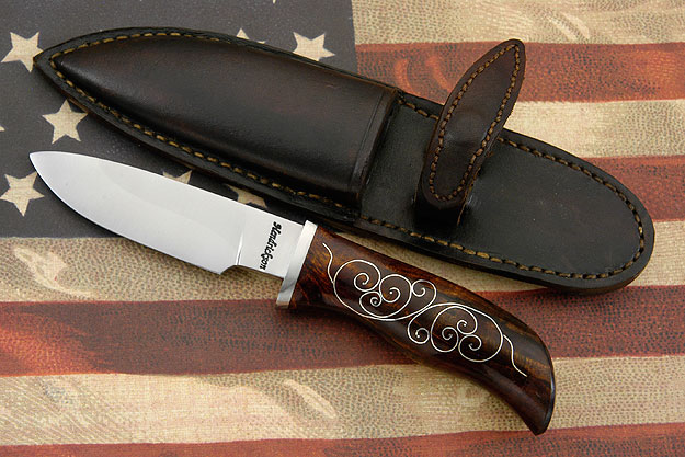 Silver Scroll Drop Point Hunter with Walnut