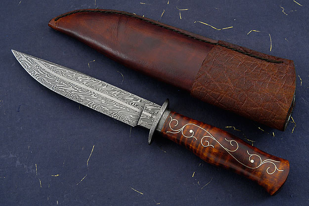 Silver Vines Mosaic Damascus Hunter's Bowie