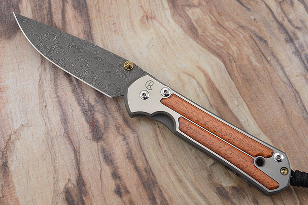 Large Sebenza 21 with Bloodwood  and Stainless Raindrop Pattern Damascus