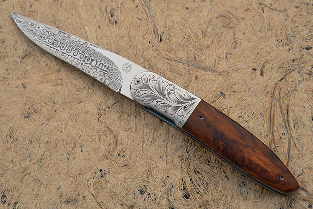 L28L Front Flipper with Damascus and Desert Ironwood (IKBS)