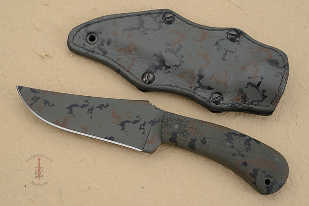 Belt Knife with Micarta and Jungle Camo KG Finish (52100)