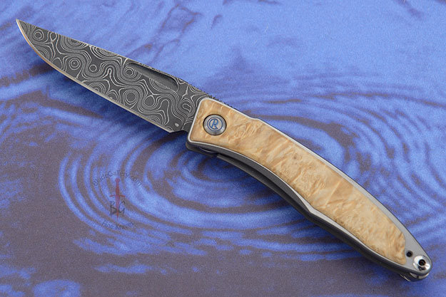 Mnandi with Box Elder Burl and Raindrop Damascus