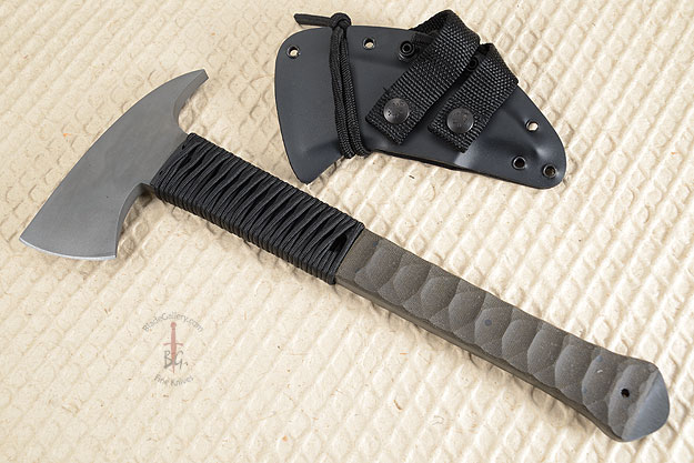 Breaching Axe with Sculpted Green Micarta, Cord Wrap