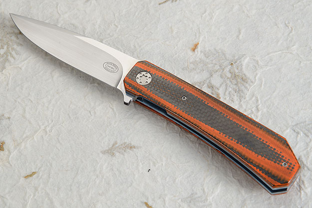 LL12 Flipper with Stacked Orange G10 and Carbon Fiber (IKBS)