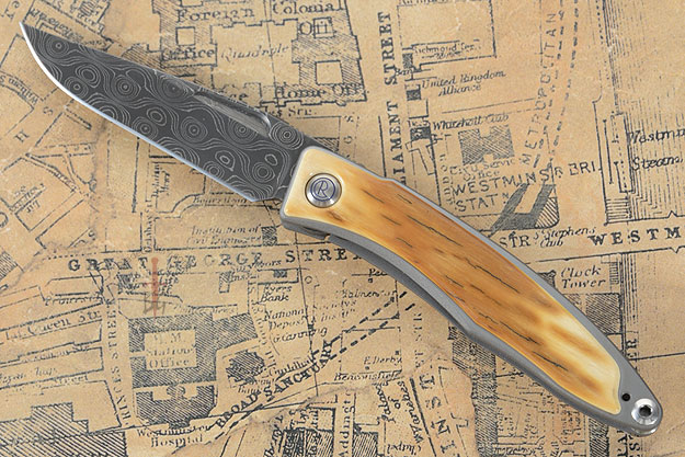 Mnandi with Mammoth Ivory Bark and Stainless Raindrop Pattern Damascus