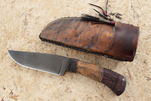 Belt Knife with Maple, Tribal Markings