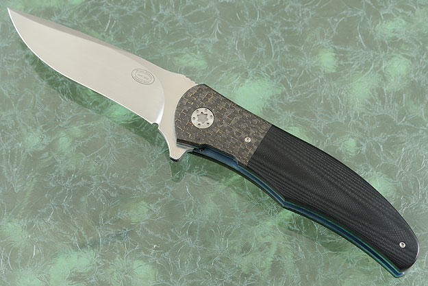 LL13 Flipper with Black G10 and Lightning Strike Carbon Fiber (IKBS)