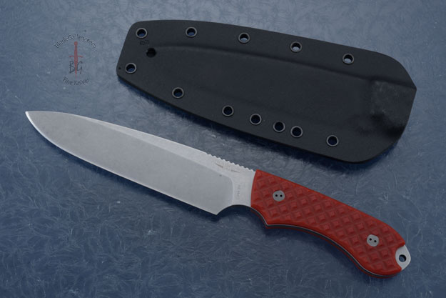 Guardian 6 - Red G10, Stonewash Blade, Sabre Grind - CPM-3V