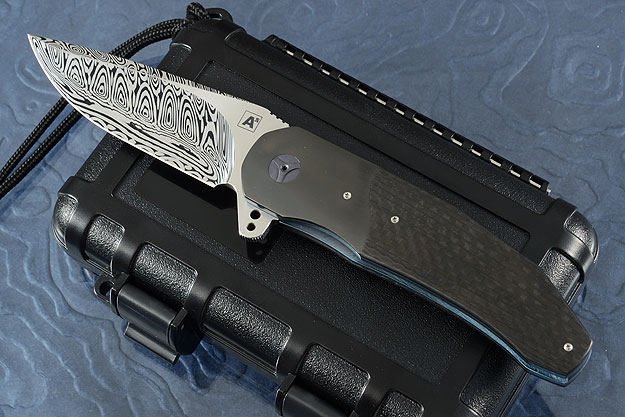 Premium A3 Flipper with Damascus, Carbon Fiber and Zirconium (Dual Row IKBS)