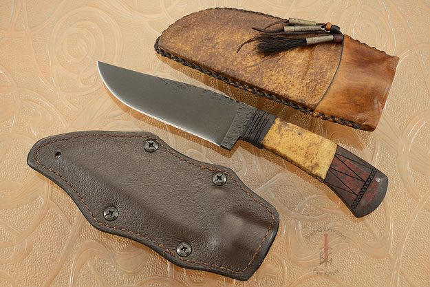 Belt Knife with Maple, Tribal Markings
