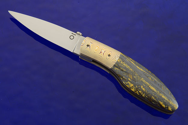 Drop Point Folder with Mokume and Tiger Iron