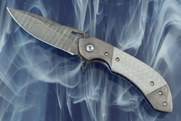 Wayfarer Compact Flipper  - Custom - with Damascus and Silver Twill