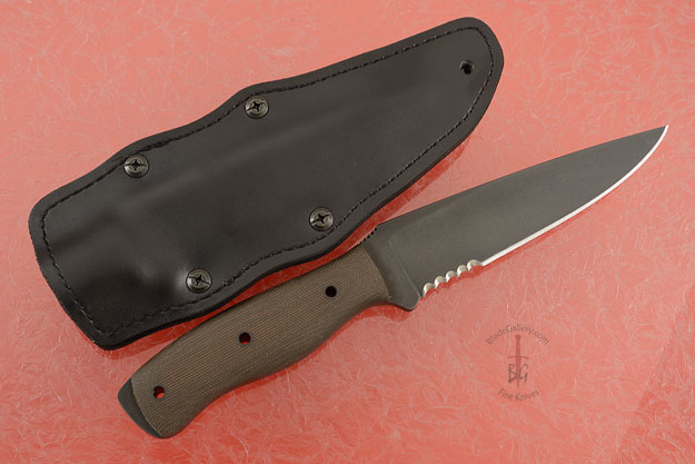 Recon with Green Micarta, Partial Serration