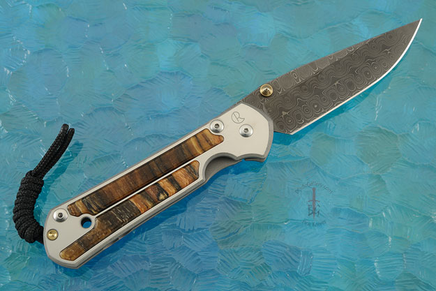 Large Sebenza 21 with Spalted Beech and Raindrop Damascus -- Left Handed