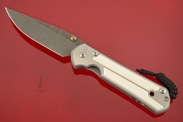 Large Sebenza 21 with Mammoth Ivory and Laddered Damascus