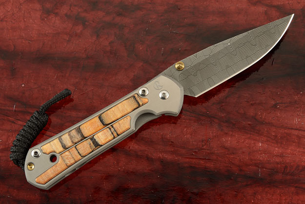 Small Sebenza 21 with Spalted Beech and Basketweave Damascus - Left Handed