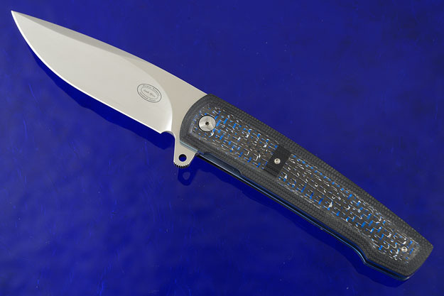 LL07 Interframe Flipper with Black G10 and Blue/Silver Twill Carbon Fiber (IKBS)