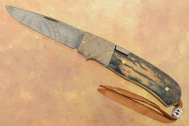 Sidelock Clip Point Folder with Green Mammoth