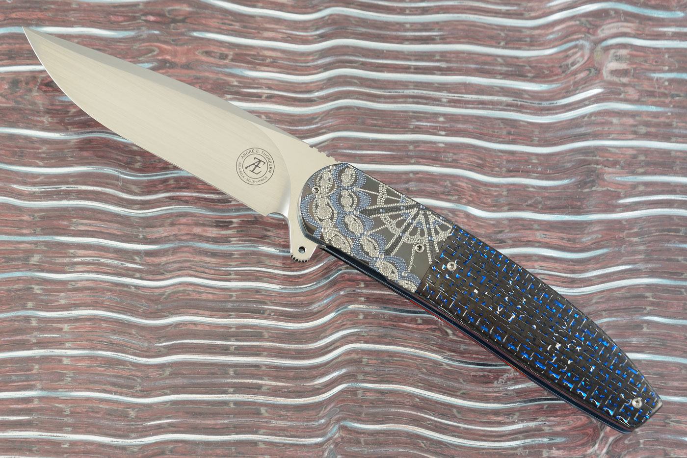 L28M Flipper with Blue/Silver Carbon Fiber and Zirconium (IKBS)