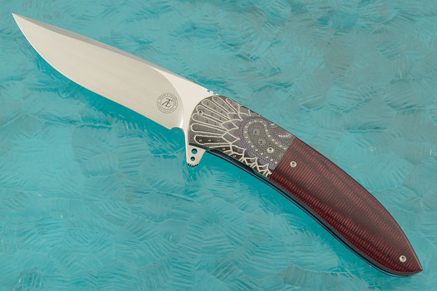 L32 Flipper with Burgundy Linen Micarta and Zirconium (IKBS)