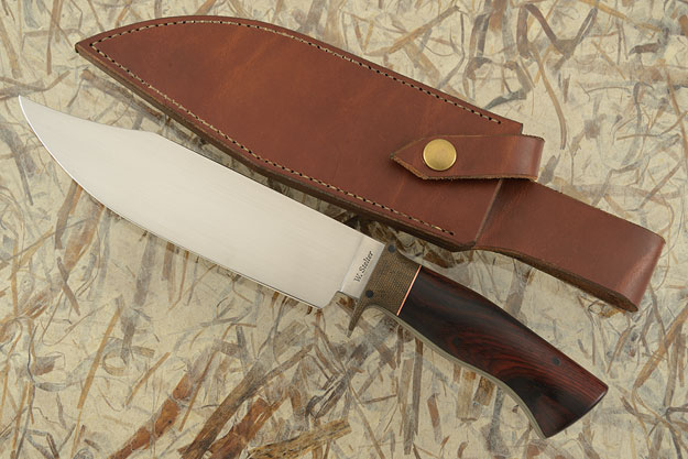 Feather Weight Bowie with Cocobolo and Green Canvas Micarta