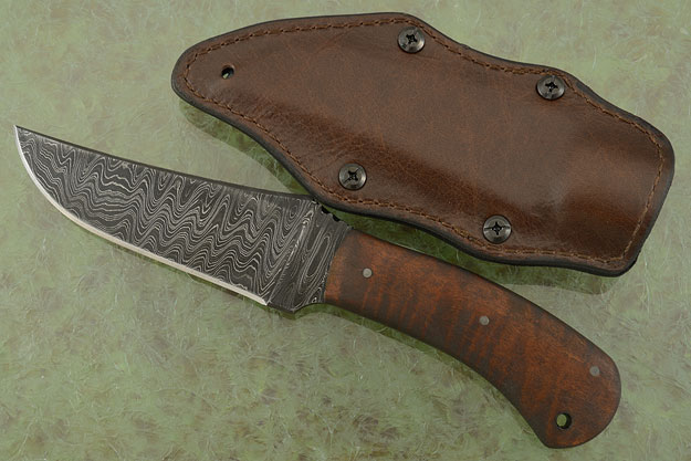 Belt Knife with Maple and Damascus