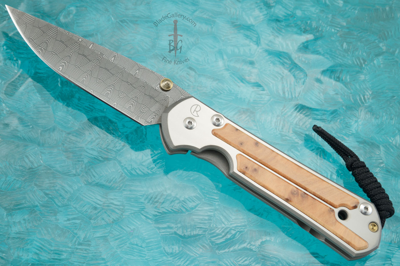 Large Sebenza 21 with Thuya Burl and Basketweave Damascus