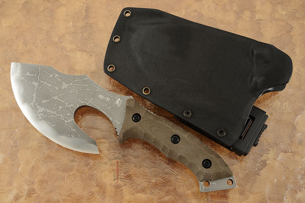 Combat Hawk (Ax-S) with Green Canvas Micarta