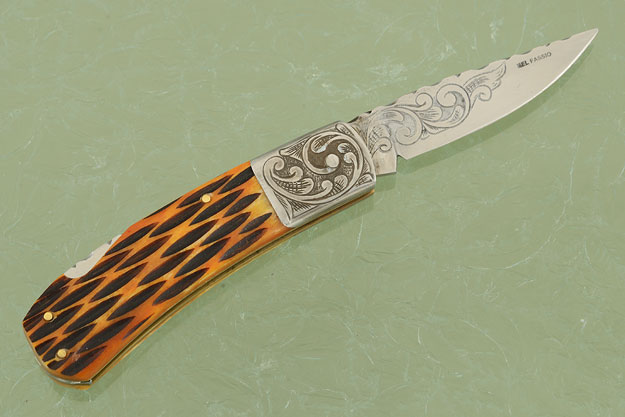 Engraved Jigged Bone Backlock Folder