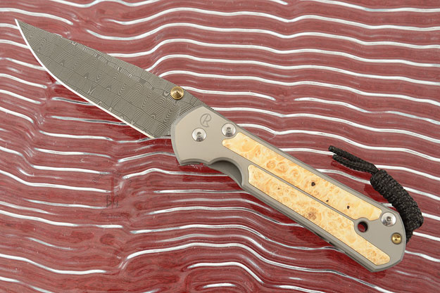 Large Sebenza 21 with Box Elder and Basketweave Damascus