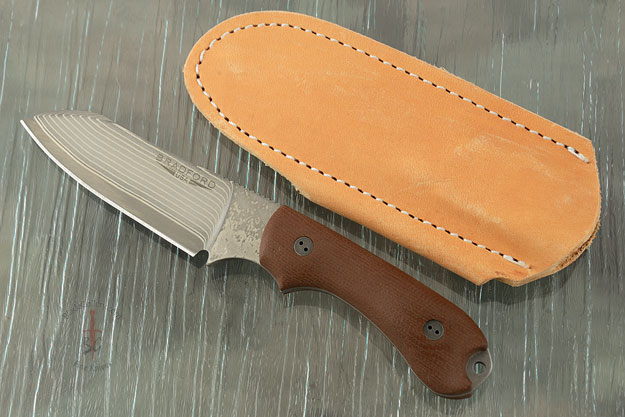 Guardian 3 - 3D Natural Micarta, SG2 San Mai Damascus, Sheepsfoot